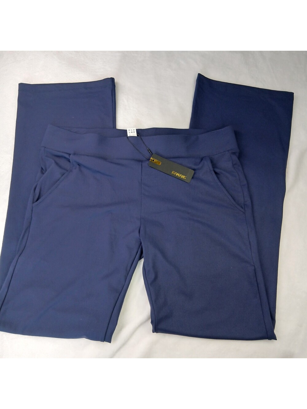 Bamans Women XXL Navy Polyester Spandex Stretch Yoga Dress Pants Work Pockets